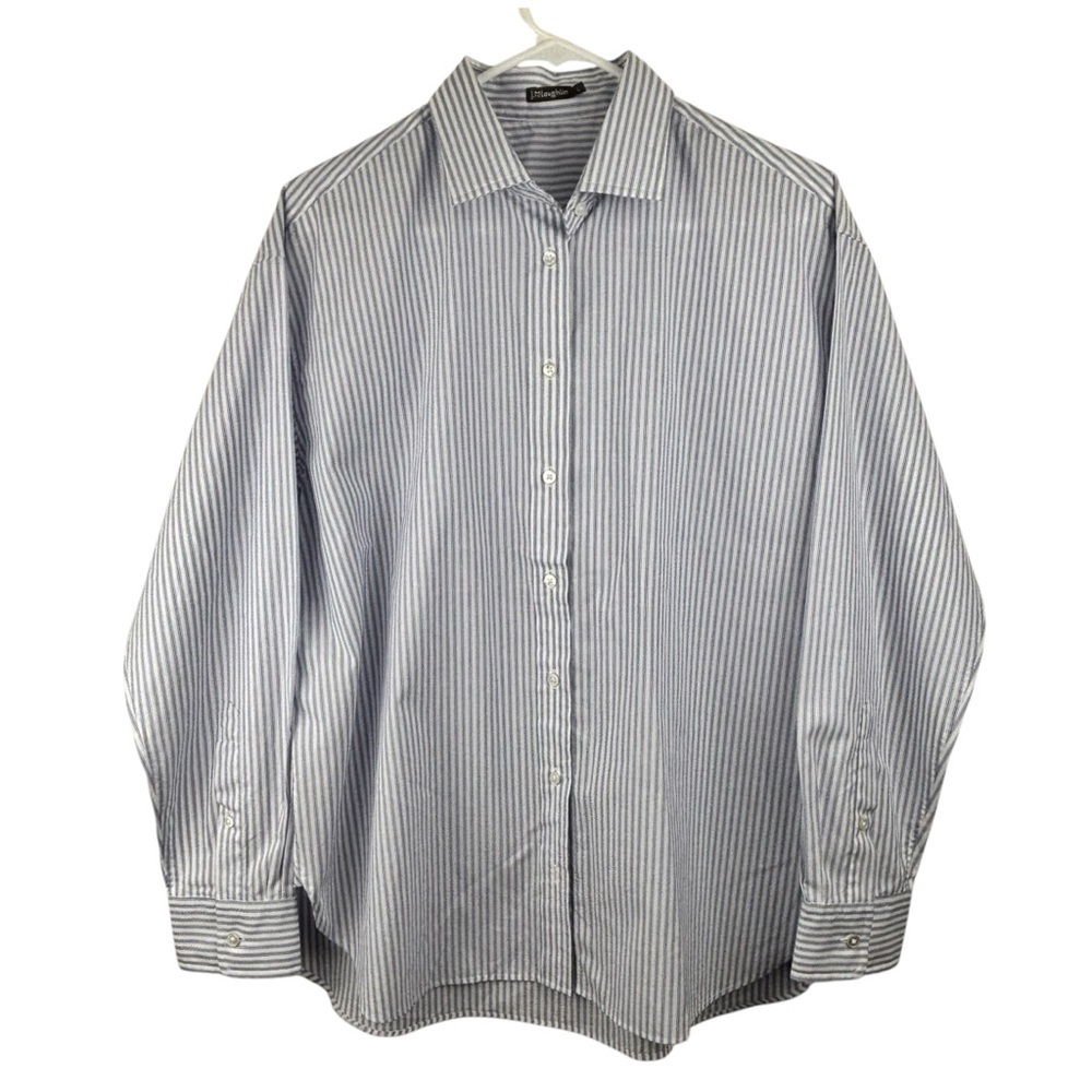 J.McLaughlin Flannery Striped Blouse Size L Contemporary Office Cotton - Picture 2 of 13